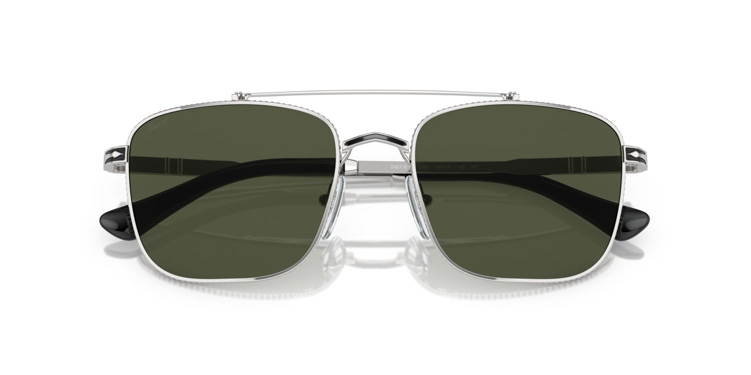 Sonnenbrillen Persol PO 2487S (111331) farbe argento/nero form quadratisch gläser verde