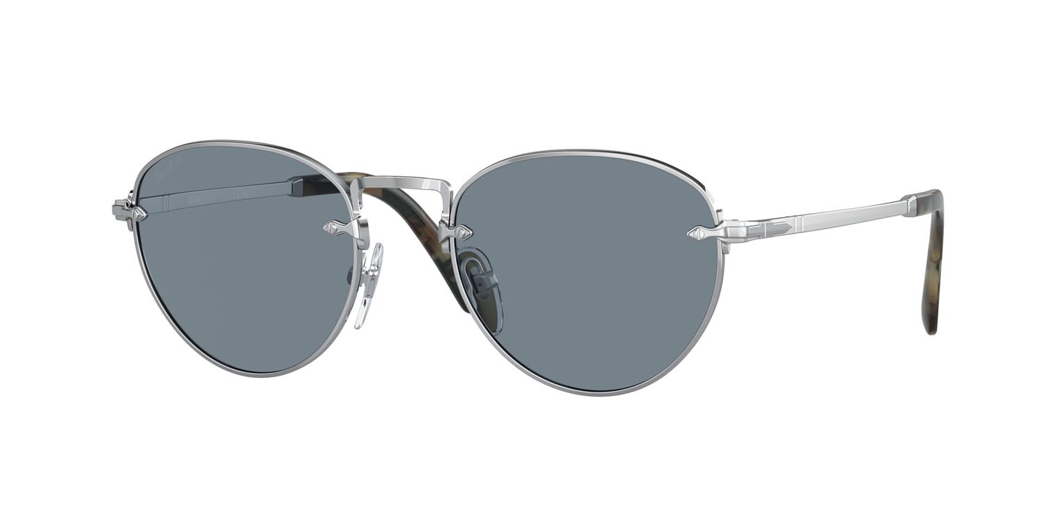 Occhiali da sole Persol PO 2491S (112256) colore argento forma pantos lenti azzurro