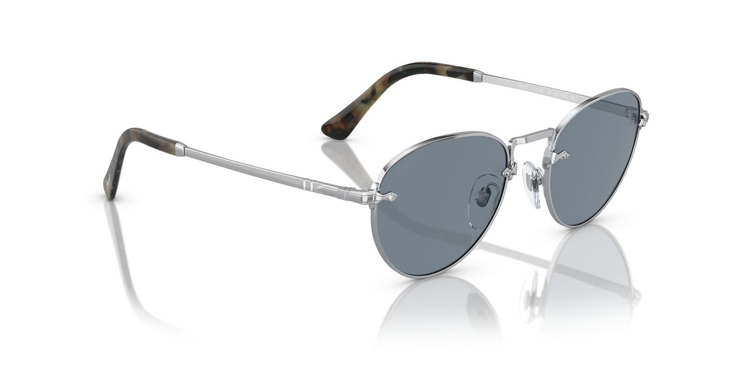 Occhiali da sole Persol PO 2491S (112256) colore argento forma pantos lenti azzurro