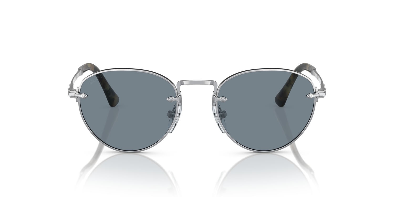 Occhiali da sole Persol PO 2491S (112256) colore argento forma pantos lenti azzurro
