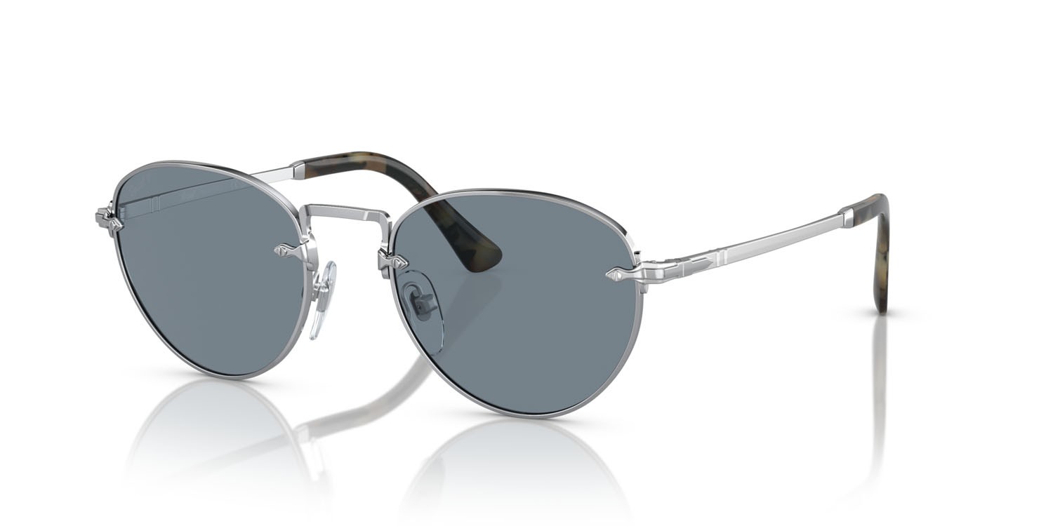 Occhiali da sole Persol PO 2491S (112256) colore argento forma pantos lenti azzurro