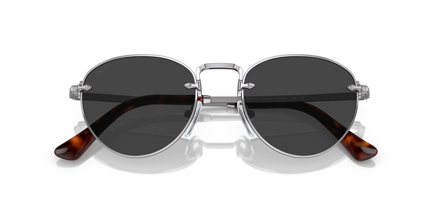 Occhiali da sole Persol PO 2491S (513/48) colore gunmetal forma pantos lenti polar nera