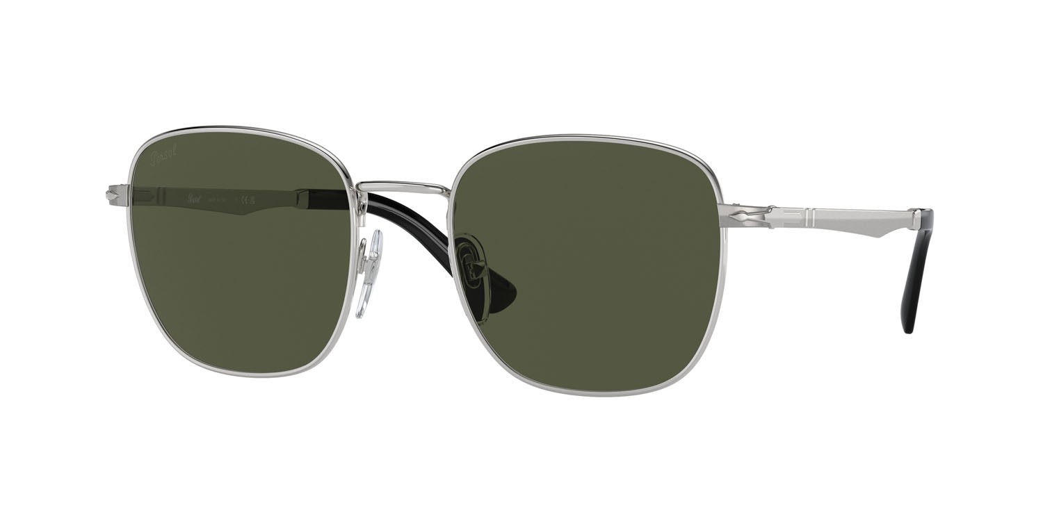 Occhiali da sole Persol PO 2497S (518/31) colore argento forma quadrato lenti verde
