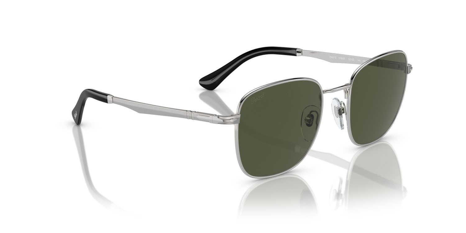 Occhiali da sole Persol PO 2497S (518/31) colore argento forma quadrato lenti verde