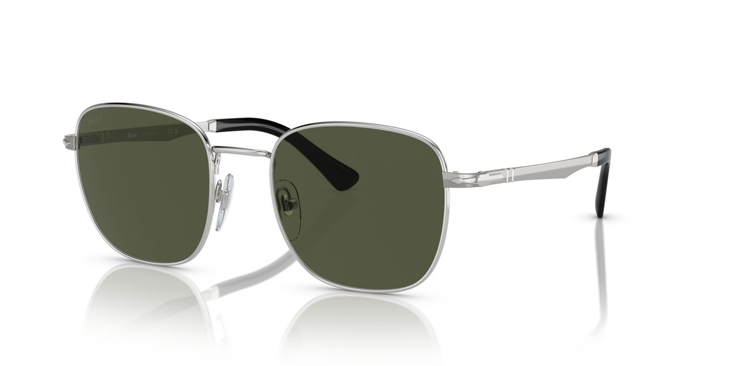 Occhiali da sole Persol PO 2497S (518/31) colore argento forma quadrato lenti verde