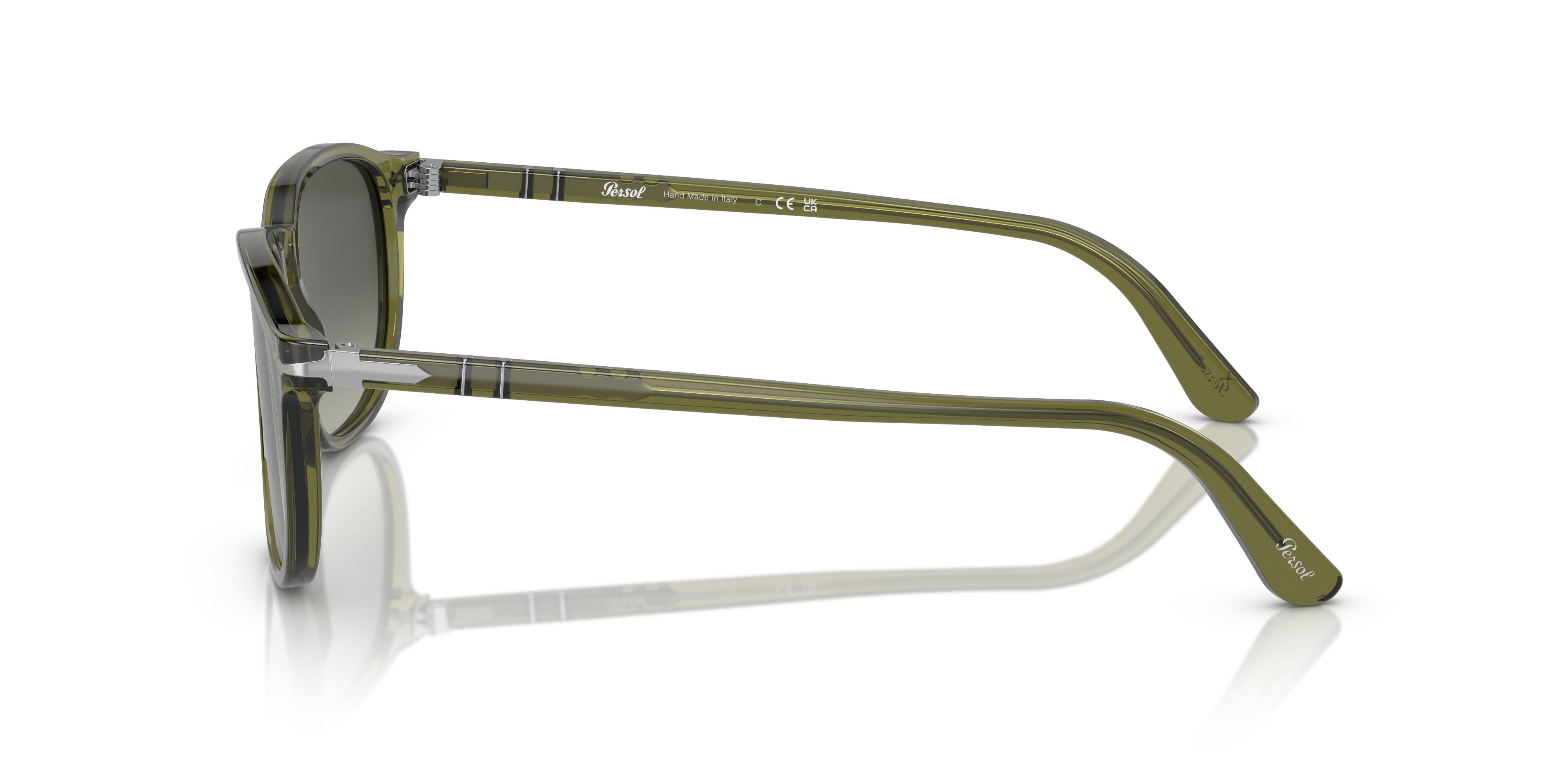 Sunglasses Persol PO 3019S (114271) color verde shape square lenses grigio chiaro sfumato grigio scuro