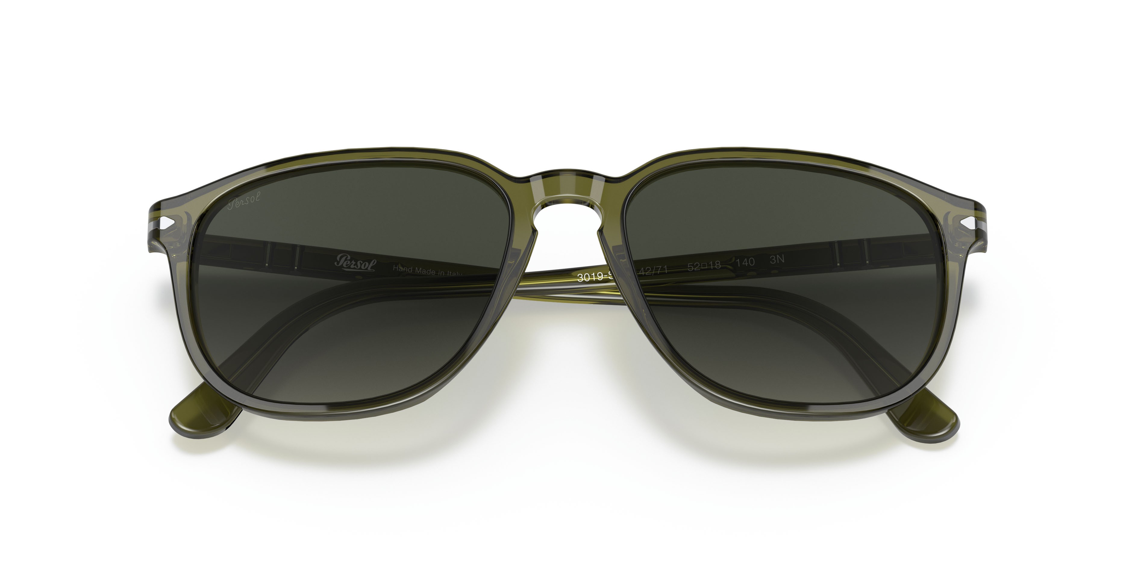 Sunglasses Persol PO 3019S (114271) color verde shape square lenses grigio chiaro sfumato grigio scuro
