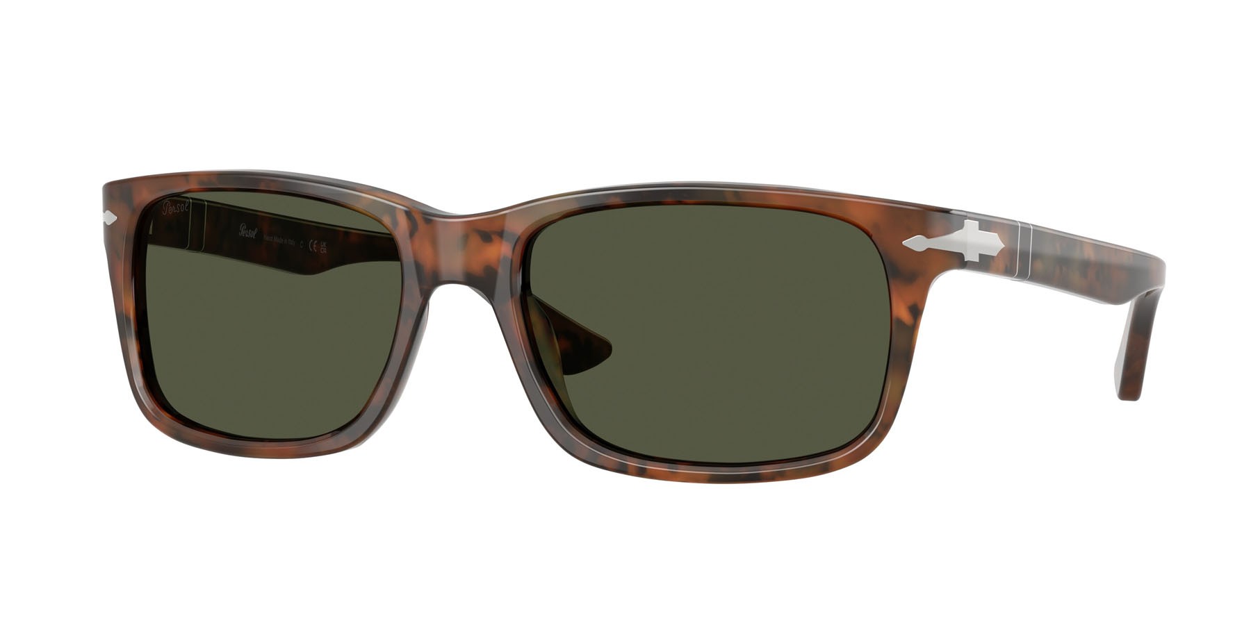 Occhiali da sole Persol PO 3048S (108/31) colore caffe forma rettangolare lenti verde