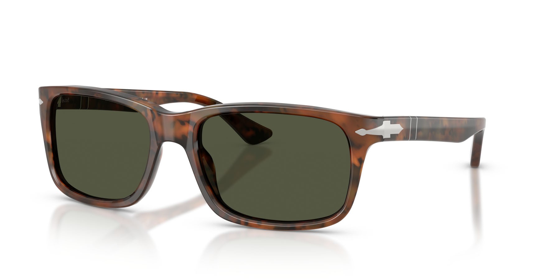 Occhiali da sole Persol PO 3048S (108/31) colore caffe forma rettangolare lenti verde