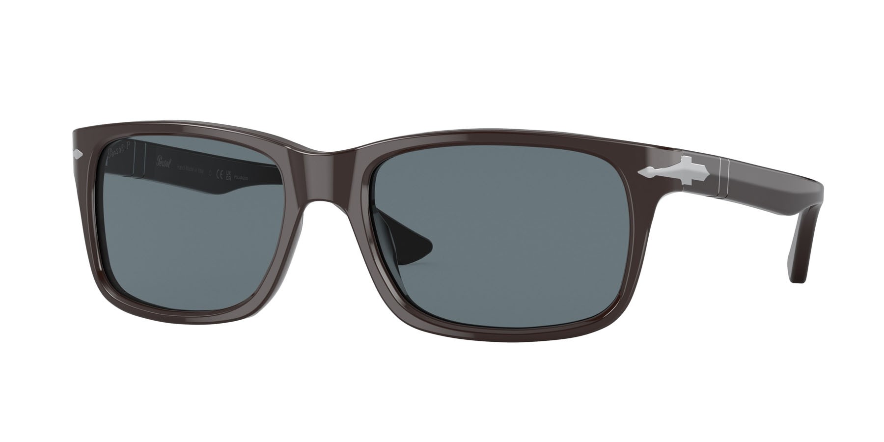 Sonnenbrillen Persol PO 3048S (11743R) farbe marrone form rechteckig gläser polarizzata blu scuro