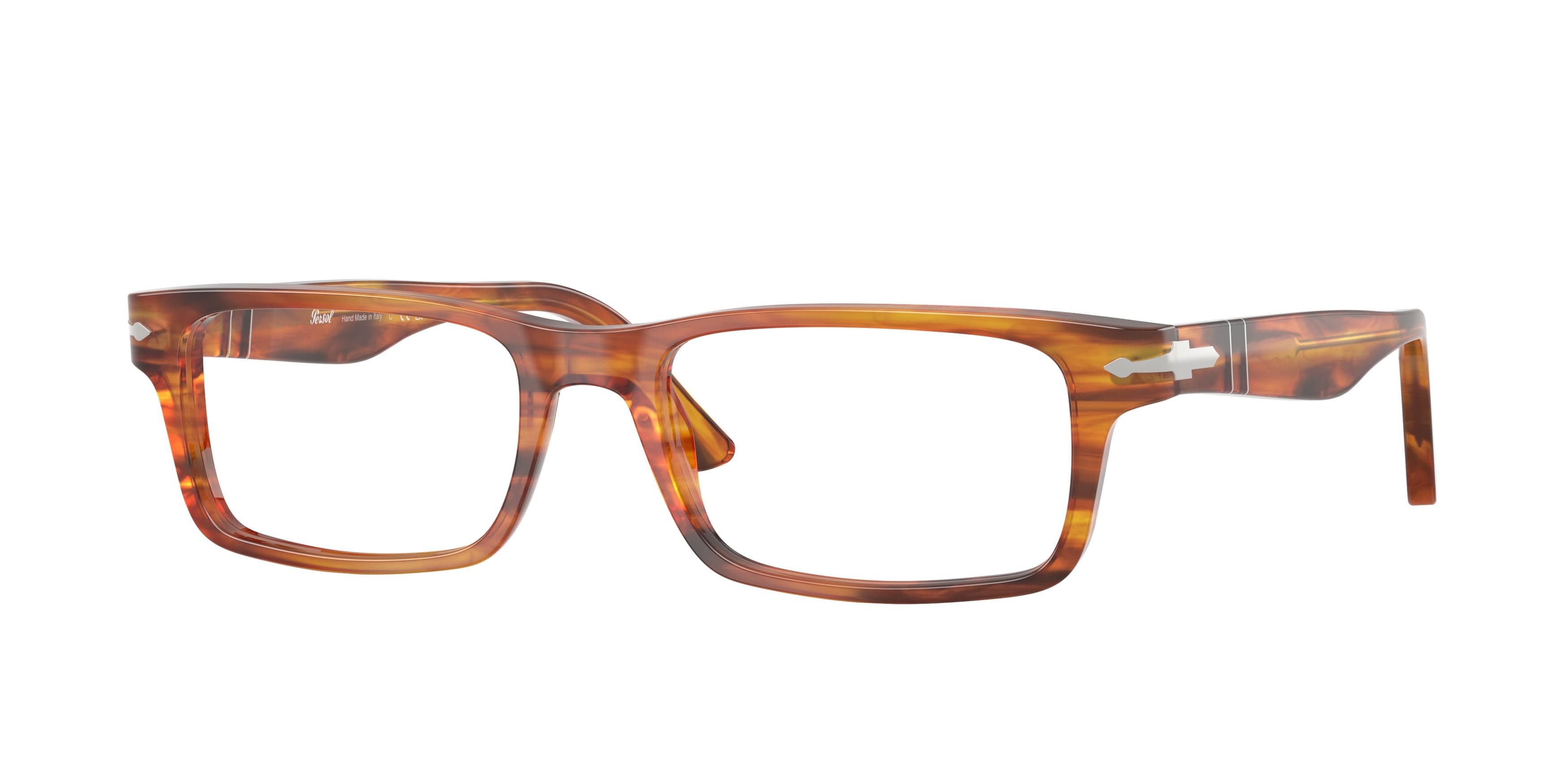 Eyeglasses Persol PO 3050V (1157) color striato marrone shape rectangle lenses lente demo
