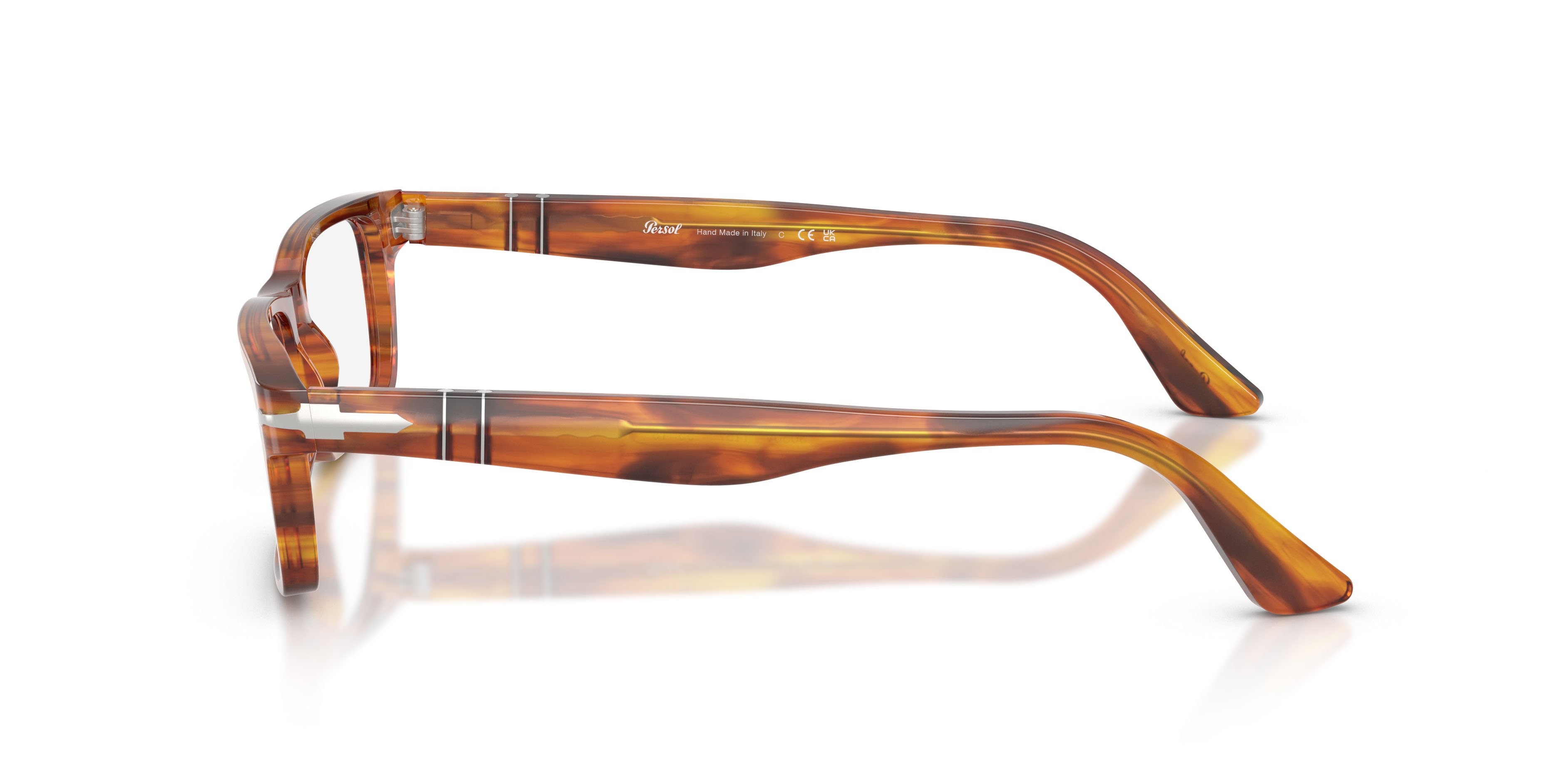 Eyeglasses Persol PO 3050V (1157) color striato marrone shape rectangle lenses lente demo