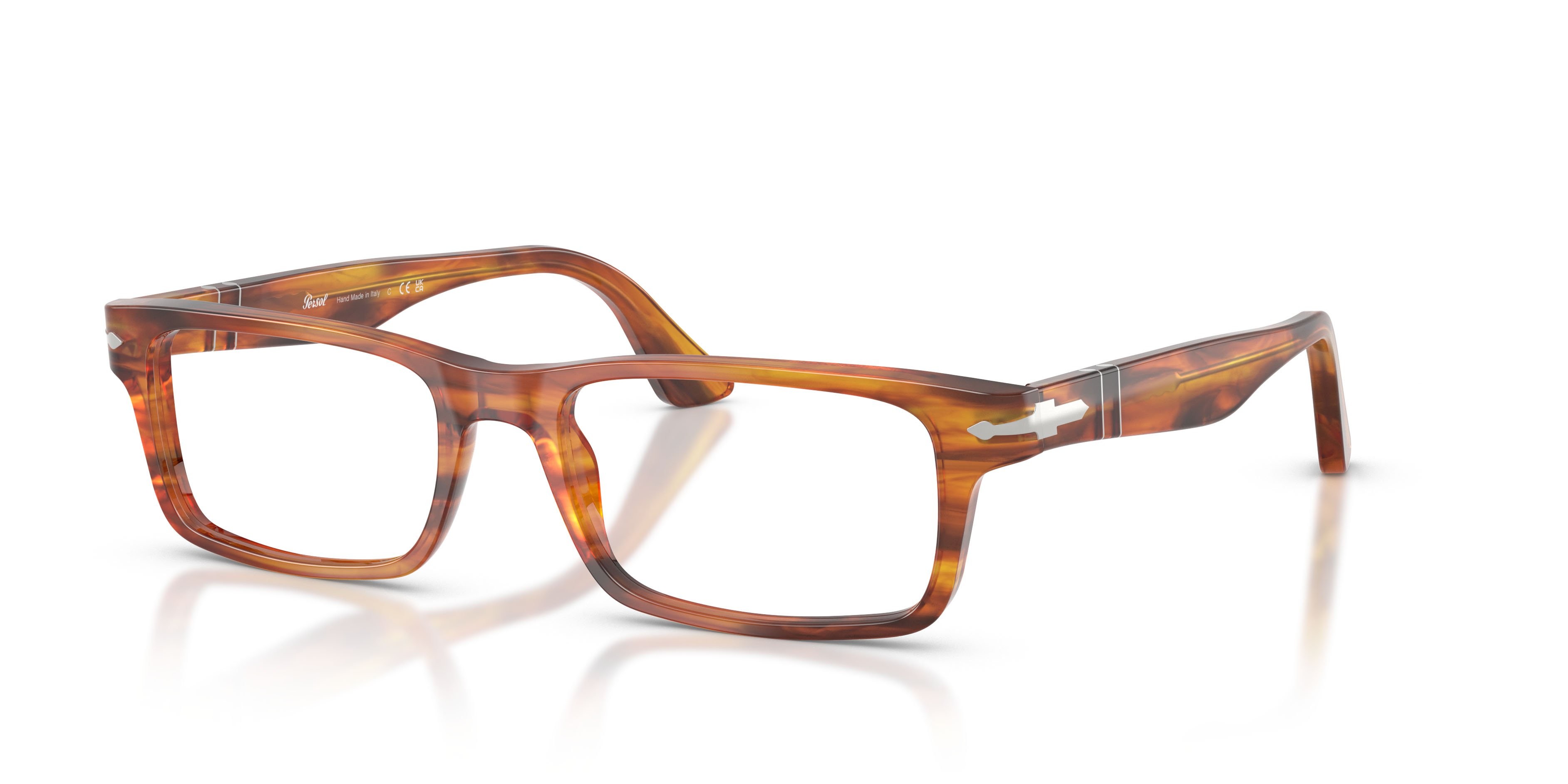 Eyeglasses Persol PO 3050V (1157) color striato marrone shape rectangle lenses lente demo