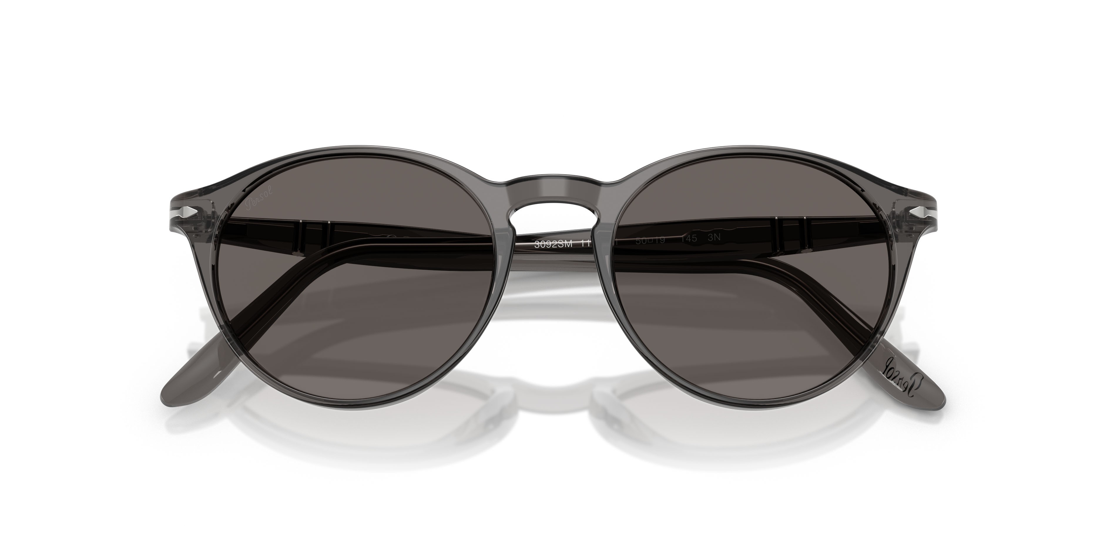 Occhiali da sole Persol PO 3092SM (1196B1) colore grigio trasparente forma rotondo lenti grigio scuro