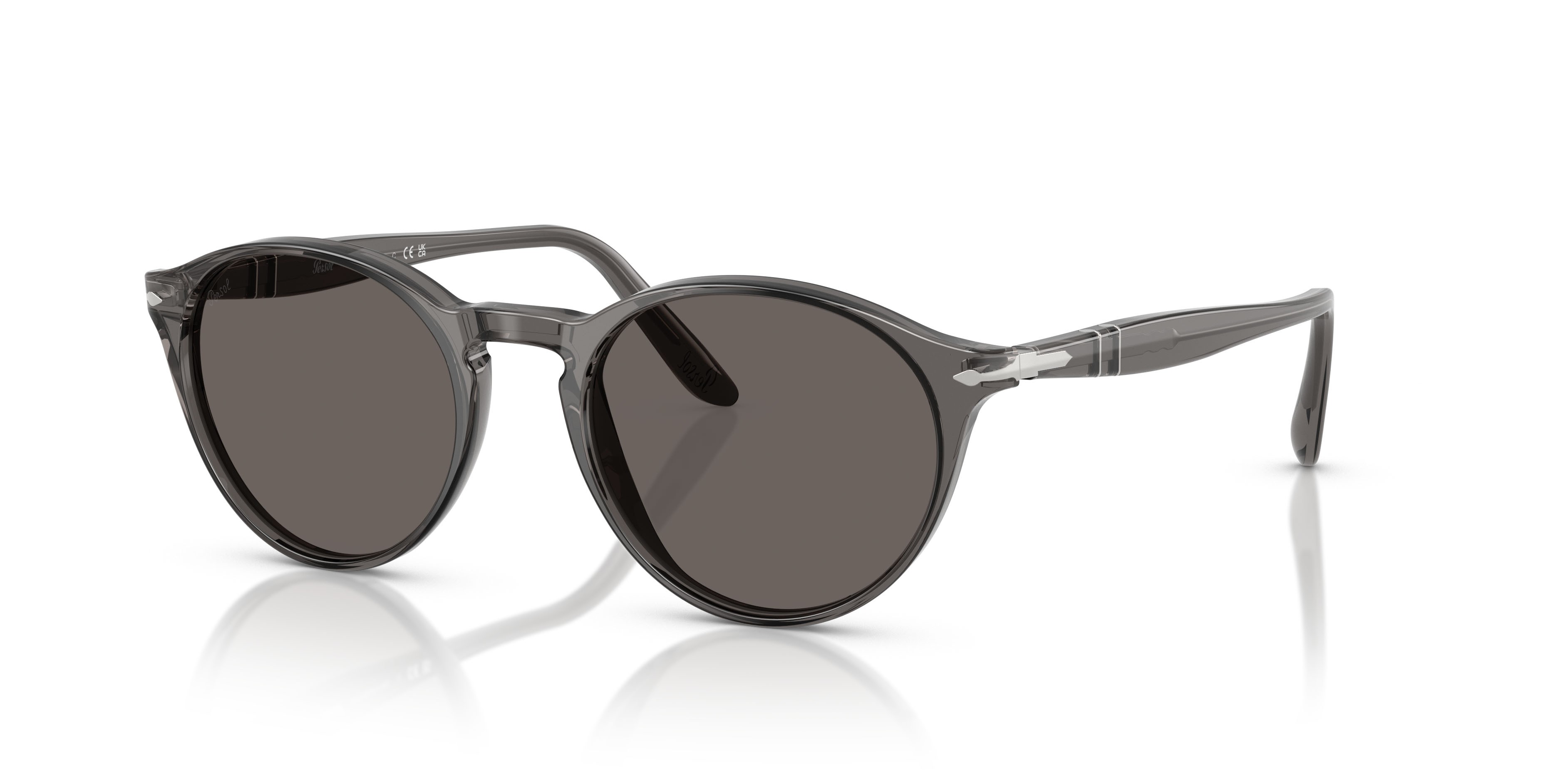 Occhiali da sole Persol PO 3092SM (1196B1) colore grigio trasparente forma rotondo lenti grigio scuro