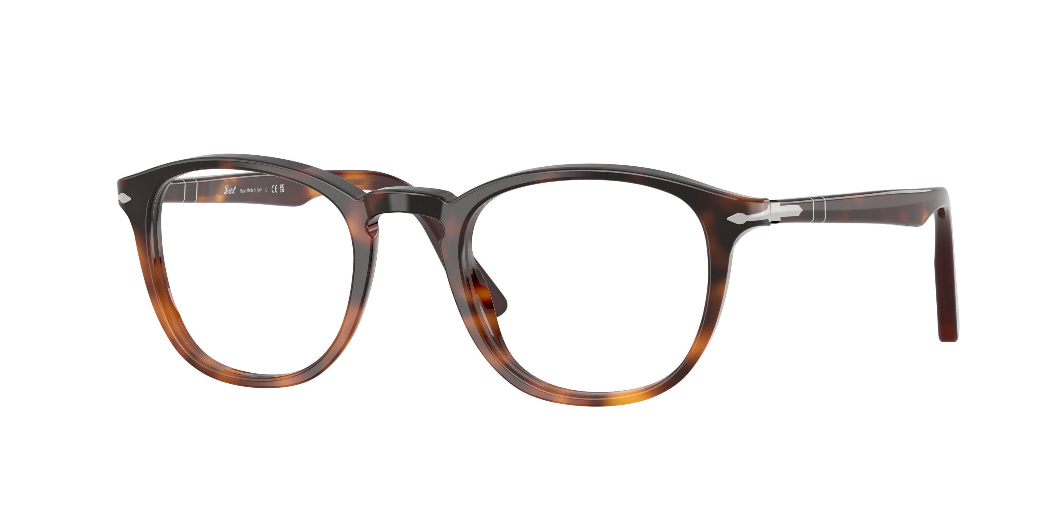 Eyeglasses Persol PO 3143V (1160) color marrone havana shape round lenses lente demo