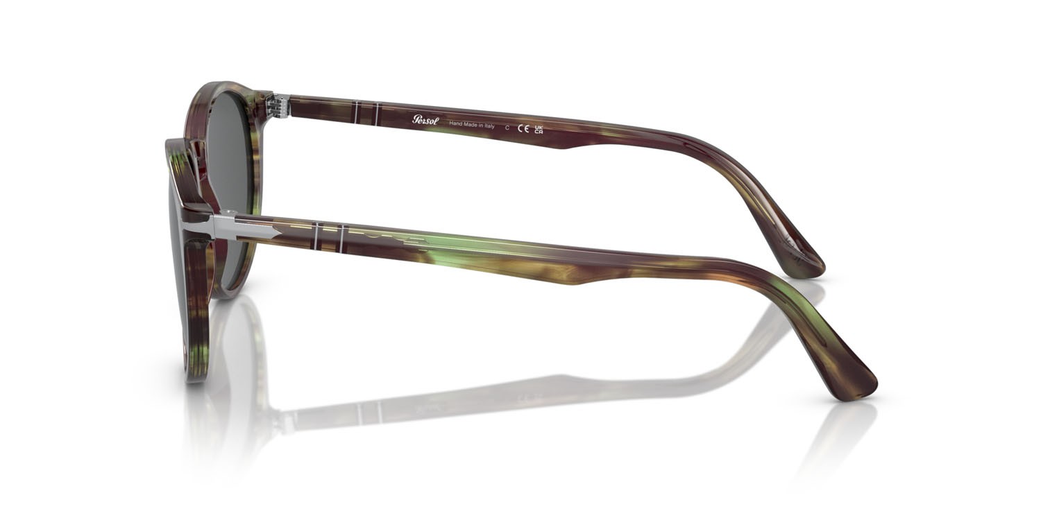 Sonnenbrillen Persol PO 3152S (1156B1) farbe striato verde form rund gläser grigio scuro