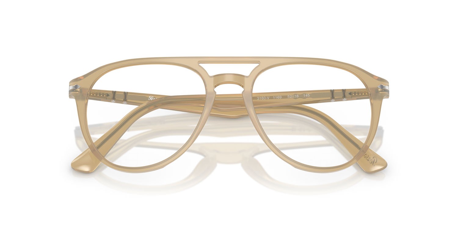Eyeglasses Persol PO 3160V (1169) color beige opalino shape aviator lenses lente demo