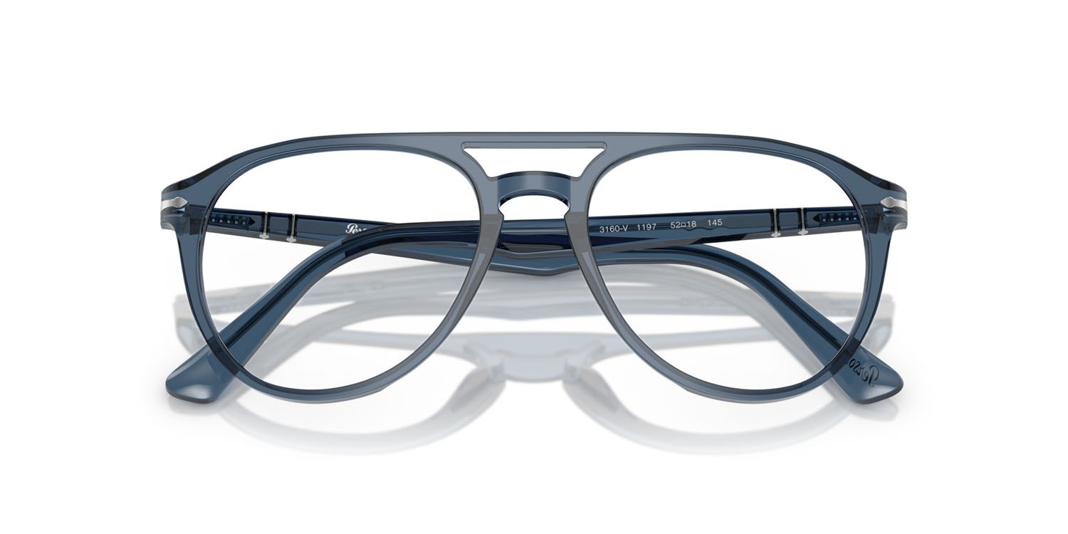 Eyeglasses Persol PO 3160V (1197) color blu denim trasparente shape aviator lenses lente demo