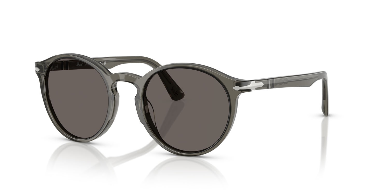 Occhiali da sole Persol PO 3171S (1103B1) colore grigio talpa trasparente forma pantos lenti grigio scuro