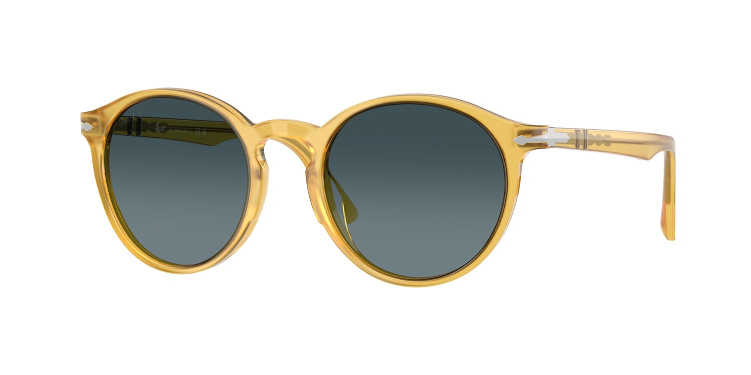 Sunglasses Persol PO 3171S (204/S3) color miele shape pantos lenses polarizzata blu sfumato blu scuro