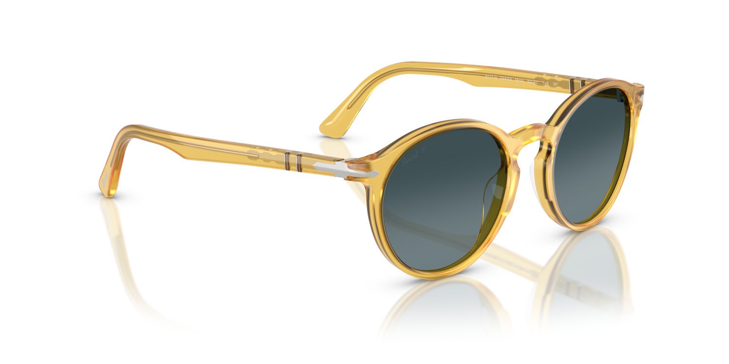 Sunglasses Persol PO 3171S (204/S3) color miele shape pantos lenses polarizzata blu sfumato blu scuro