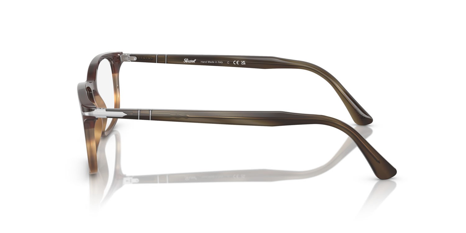 Brillen Persol PO 3189V (1136) farbe striato marrone/grigio/beige form quadratisch gläser trasparente