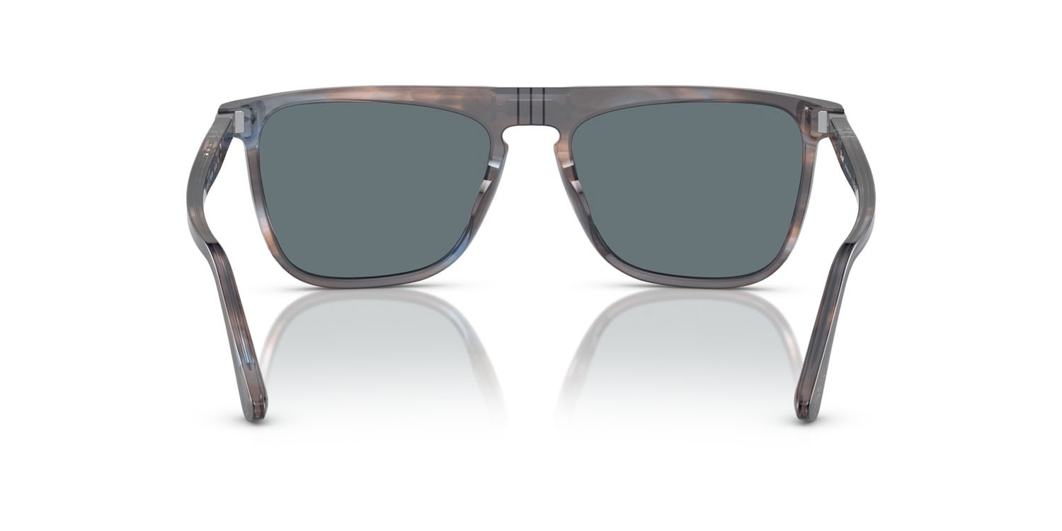 Sunglasses Persol PO 3225S (11553R) color striato blu shape rectangle lenses polarizzata blu scuro + antiriflesso