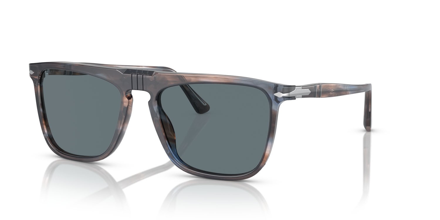 Sunglasses Persol PO 3225S (11553R) color striato blu shape rectangle lenses polarizzata blu scuro + antiriflesso