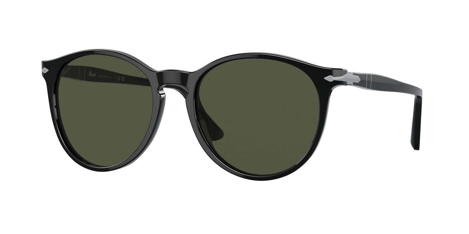 Occhiali da sole Persol PO 3228S (95/31) colore nero forma pantos lenti verde