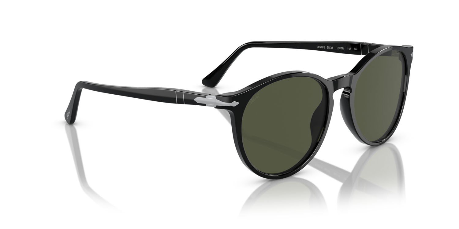 Occhiali da sole Persol PO 3228S (95/31) colore nero forma pantos lenti verde