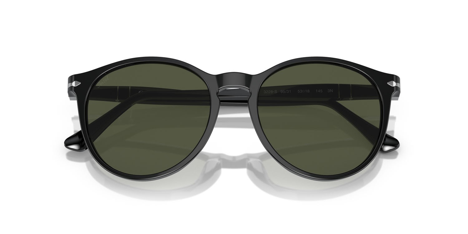 Occhiali da sole Persol PO 3228S (95/31) colore nero forma pantos lenti verde
