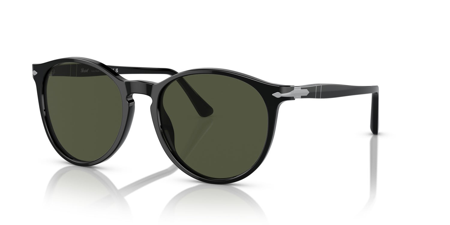 Occhiali da sole Persol PO 3228S (95/31) colore nero forma pantos lenti verde