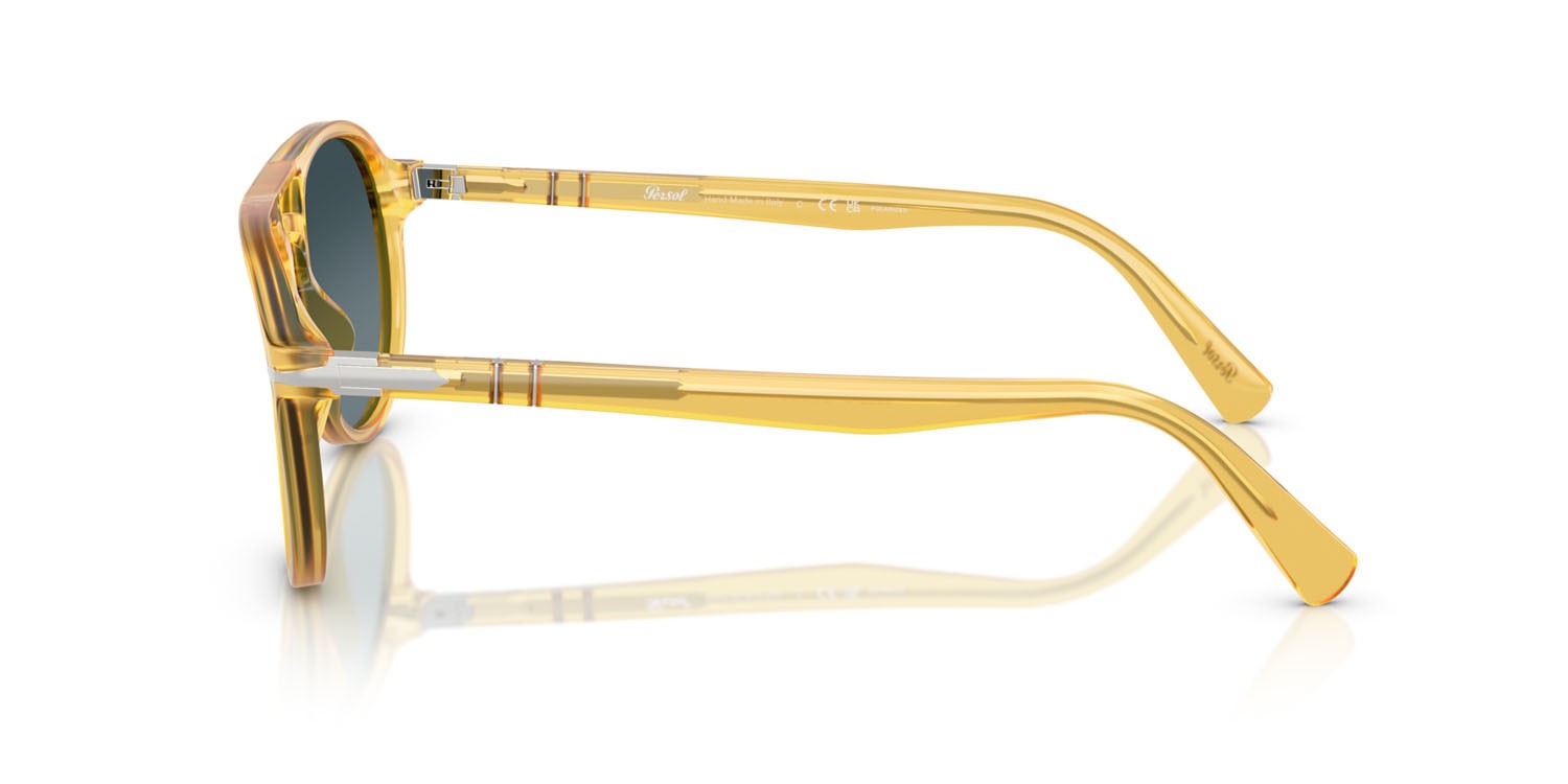 Sunglasses Persol El Profesor Sergio PO 3235S (204/S3) color miele shape aviator lenses celeste sfumato blu scuro