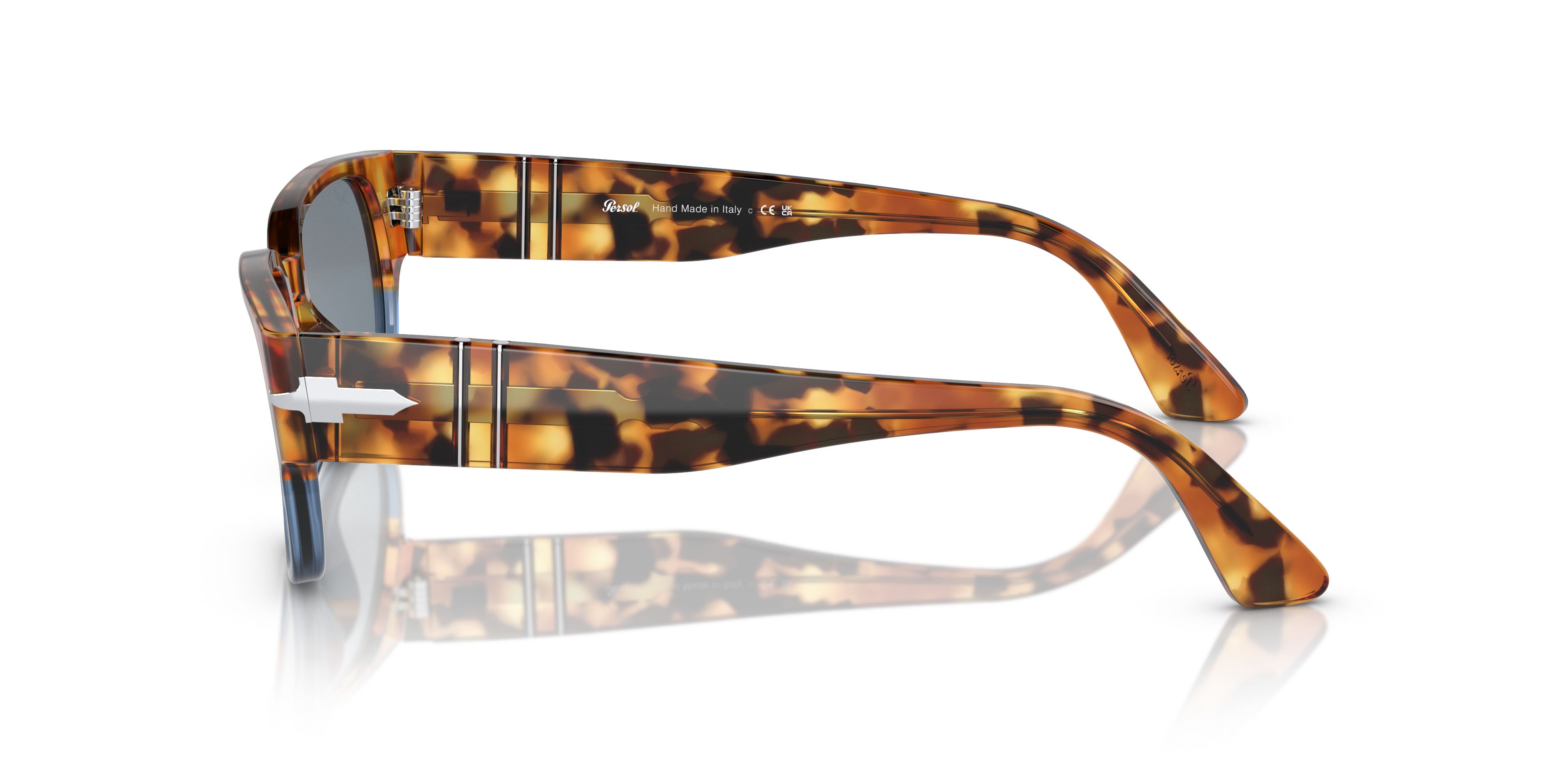 Sonnenbrillen Persol PO 3245S (112056) farbe marrone tartarugato/blu opale form rechteckig gläser azzurro