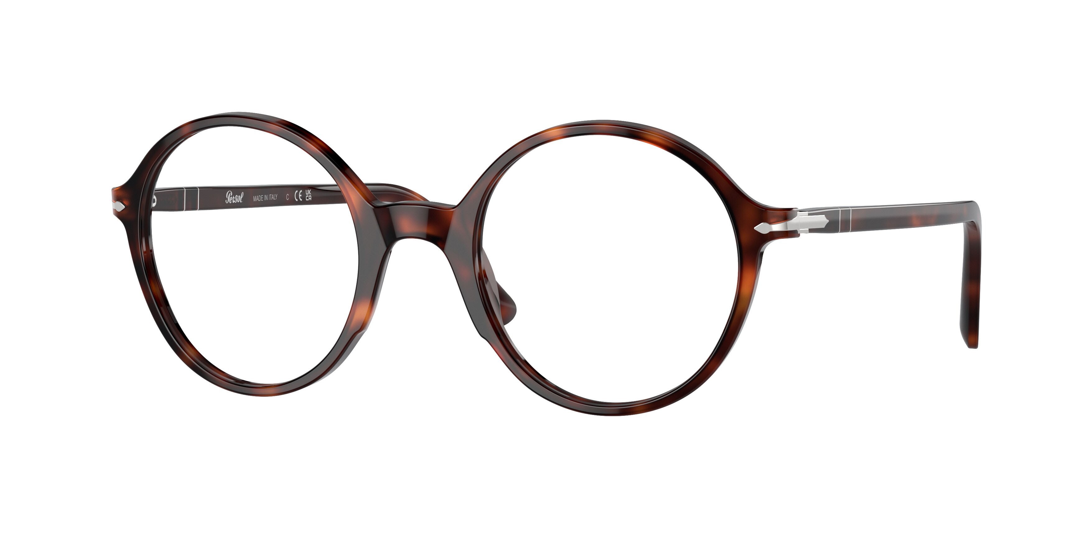 Eyeglasses Persol PO 3249V (24) color havana shape round lenses trasparente