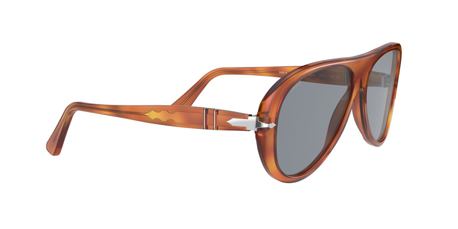 Sonnenbrillen Persol PO 3260S (96/56) farbe terra di siena form aviator gläser azzurro