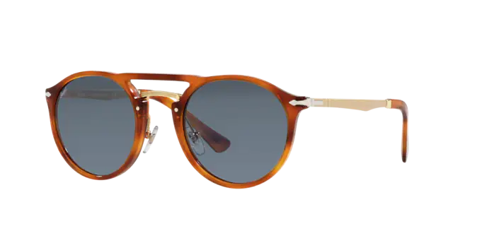 Occhiali da sole Persol PO 3264S (96/56) colore terra di siena forma pantos lenti light blue