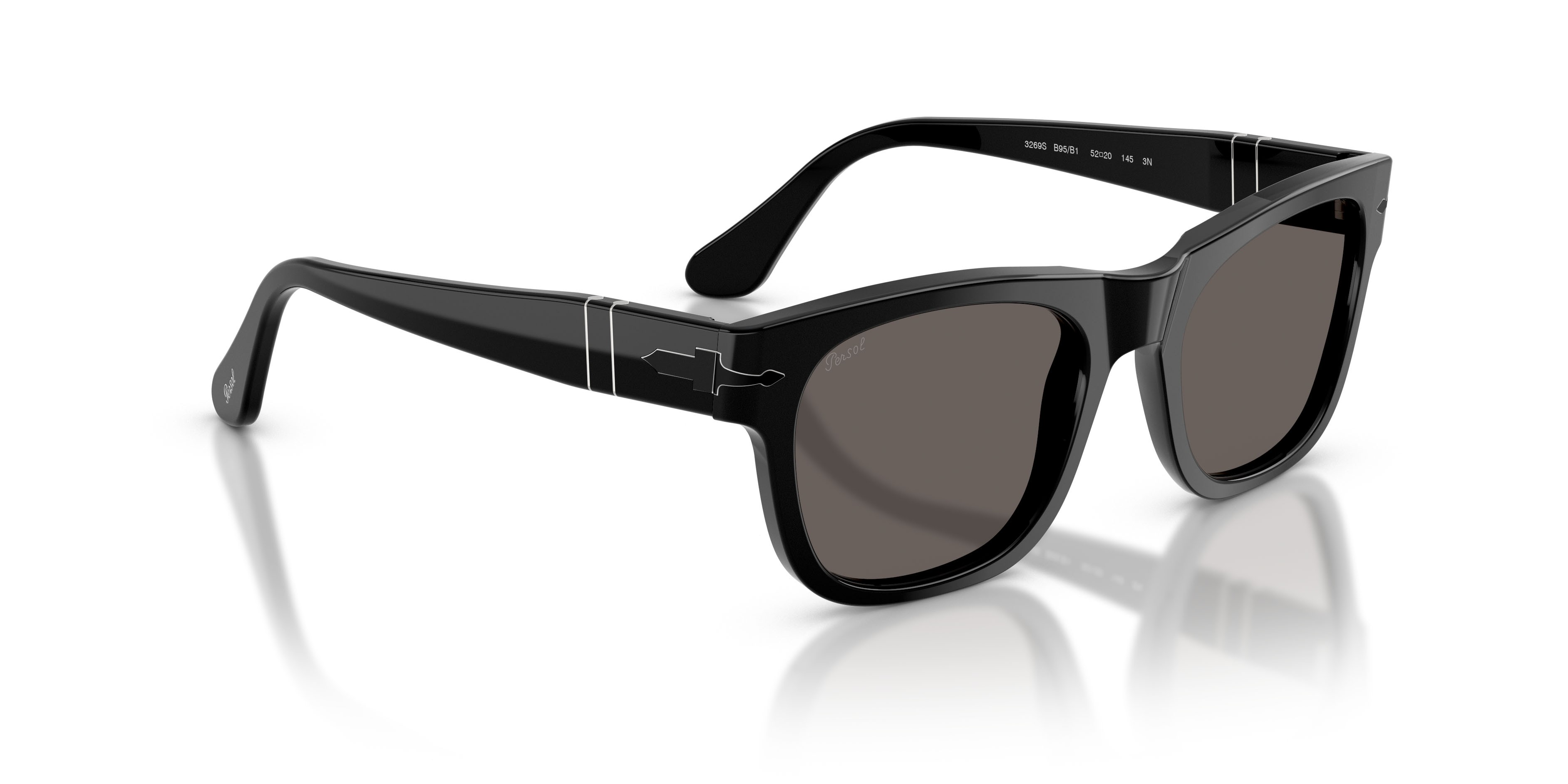 Occhiali da sole Persol PO 3269S (B95/B1) colore nero forma rettangolare lenti grigio scuro