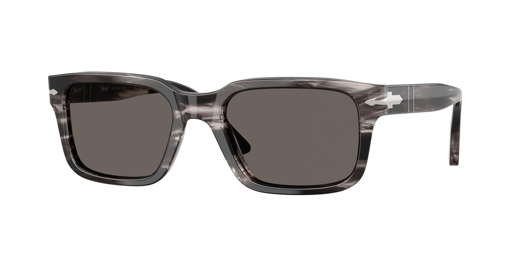 Occhiali da sole Persol PO 3272S (1238B1) colore striped black & grey forma rettangolare lenti grigio scuro