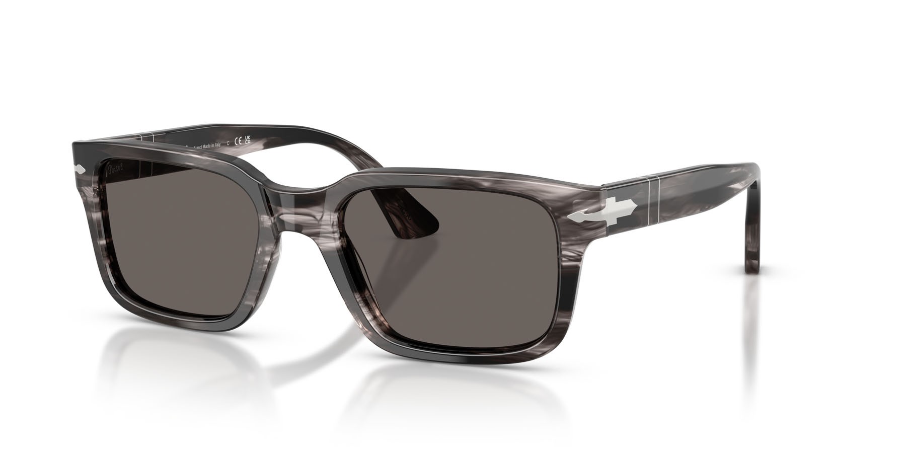 Occhiali da sole Persol PO 3272S (1238B1) colore striped black & grey forma rettangolare lenti grigio scuro