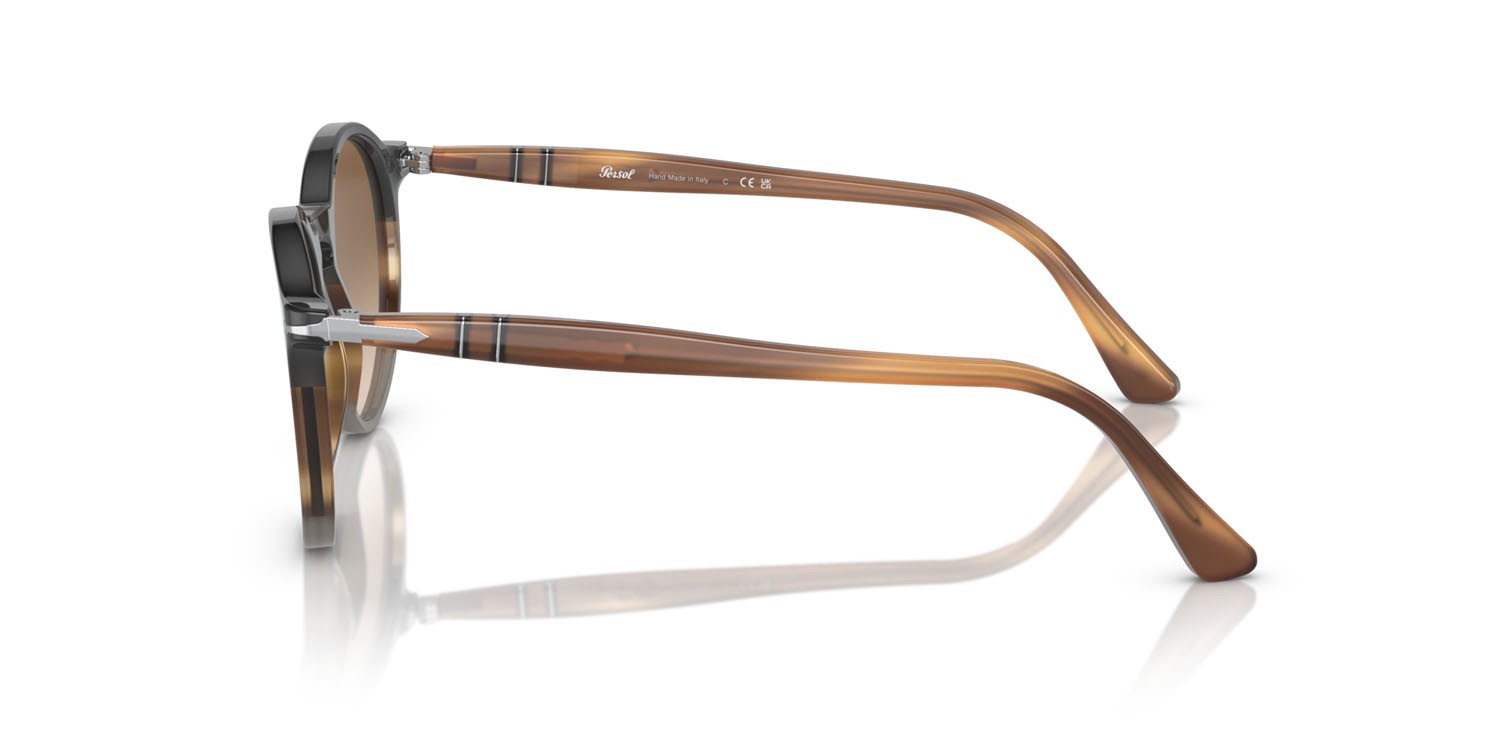 Sonnenbrillen Persol PO 3285S (113551) farbe nero/marrone striato/grigio form rund gläser marrone sfumato