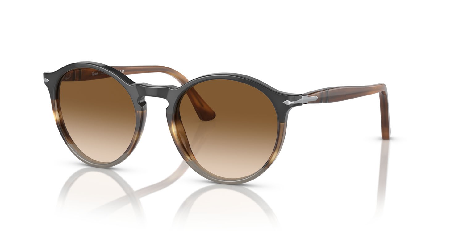 Sonnenbrillen Persol PO 3285S (113551) farbe nero/marrone striato/grigio form rund gläser marrone sfumato