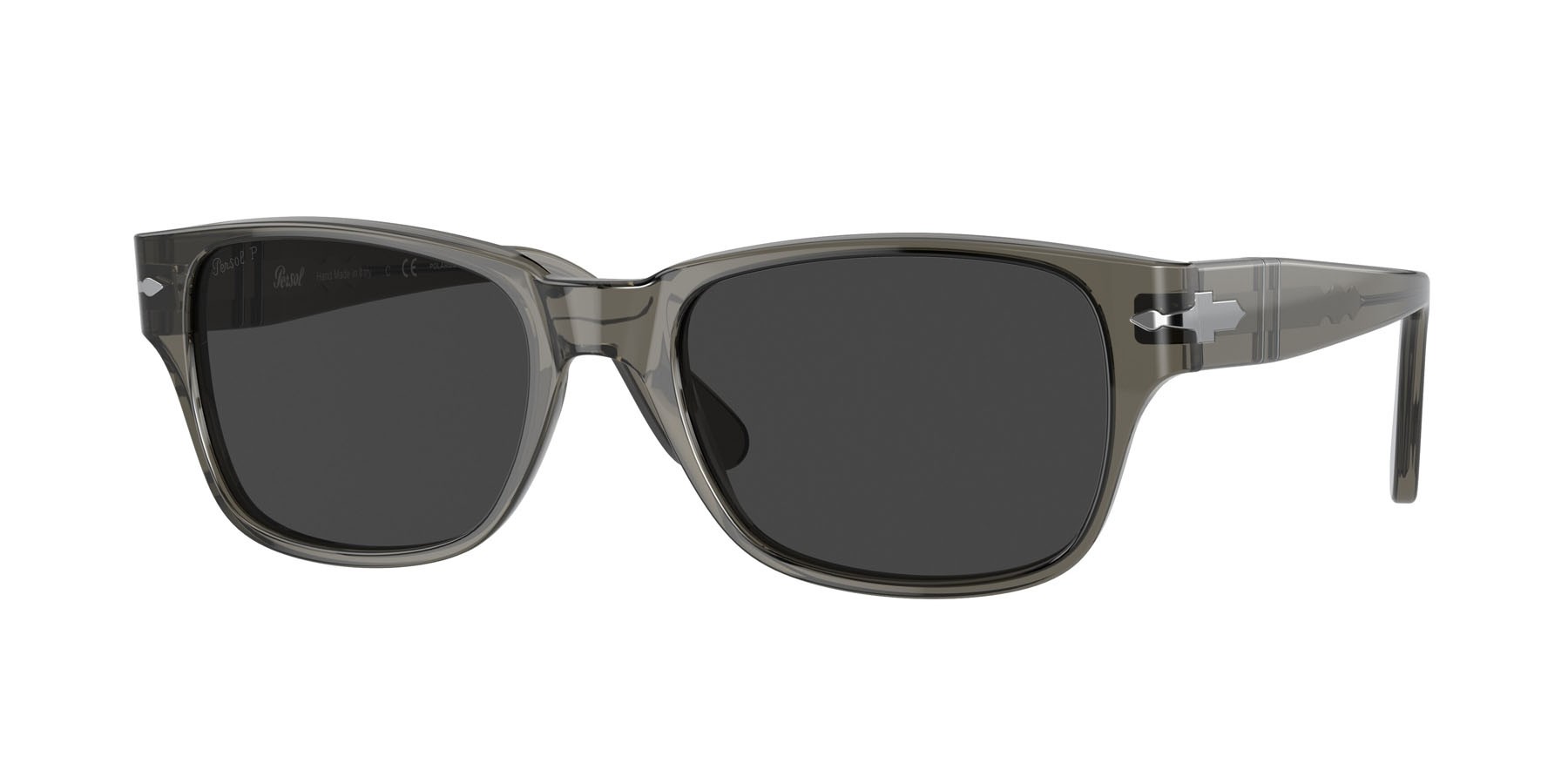 Occhiali da sole Persol PO 3288S (110348) colore grigio talpa trasparente forma rettangolare lenti polarizzata nero