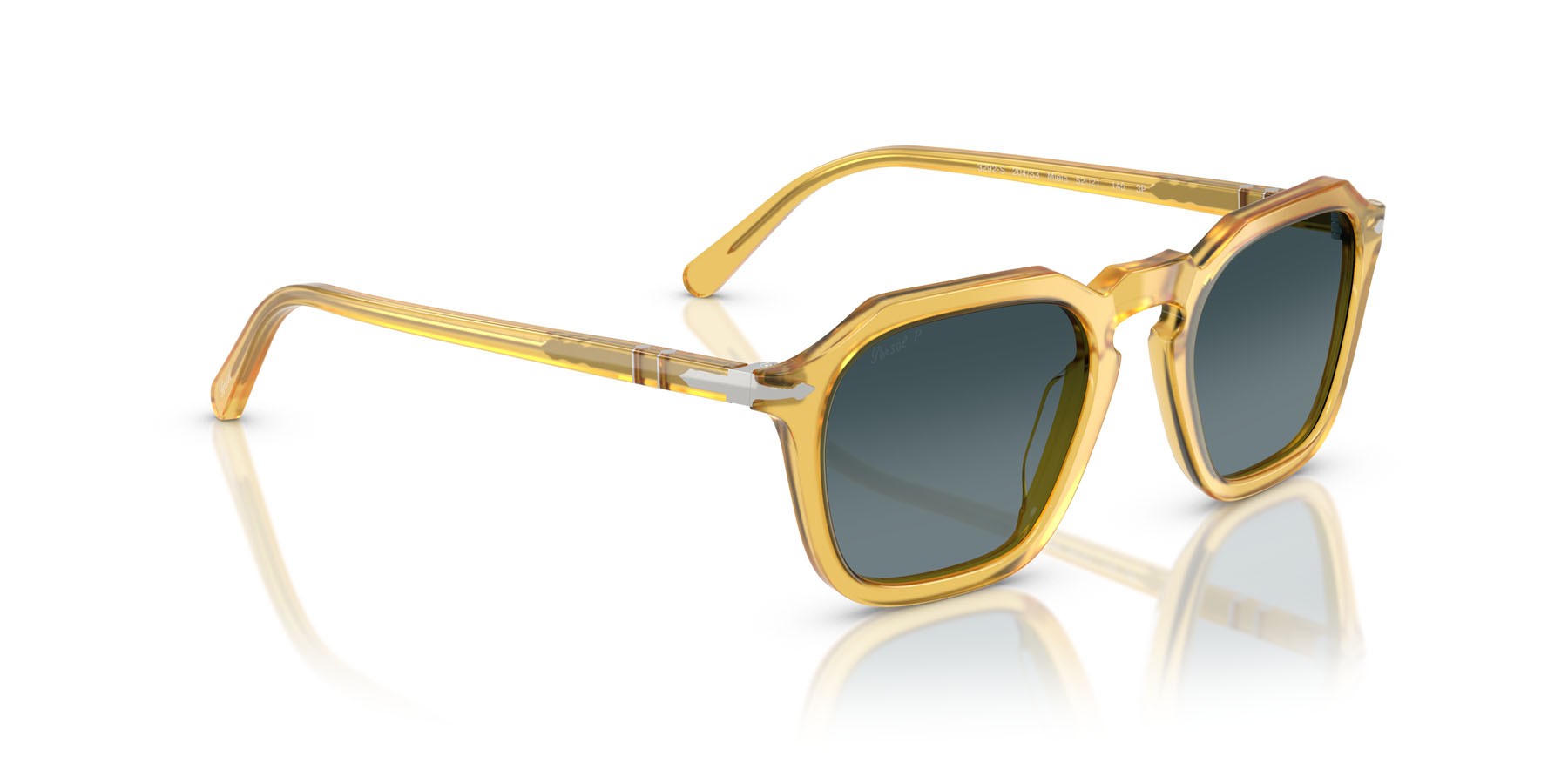 Occhiali da sole Persol PO 3292S (204/S3) colore miele forma quadrato lenti polar blu sfumata