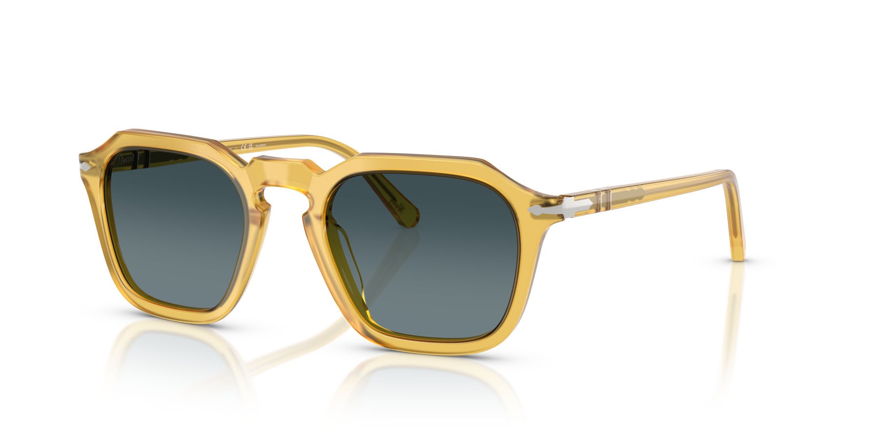 Occhiali da sole Persol PO 3292S (204/S3) colore miele forma quadrato lenti polar blu sfumata