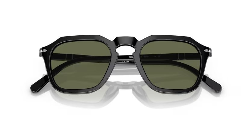 Sunglasses Persol PO 3292S (95/58) color black shape square lenses polar green