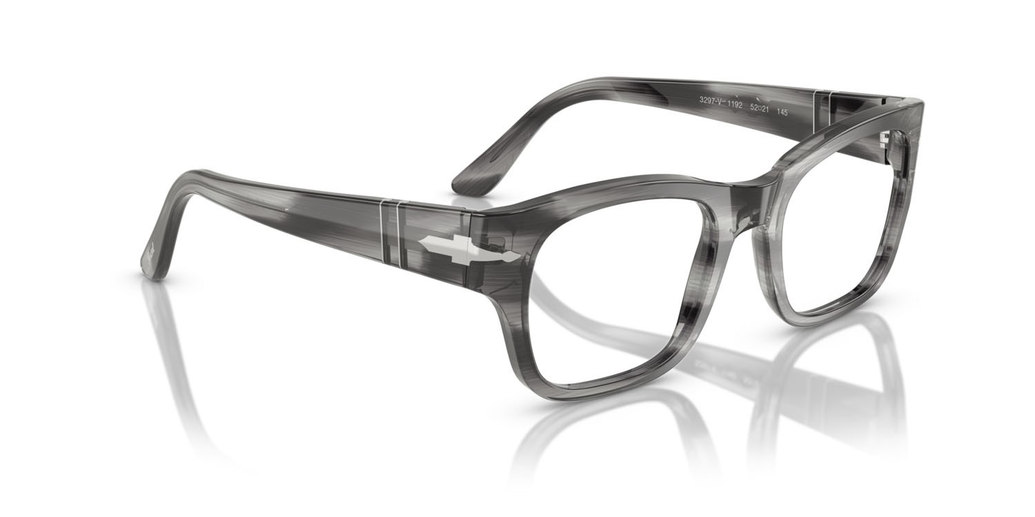 Eyeglasses Persol PO 3297V (1192) color striato grigio shape rectangle lenses lente demo
