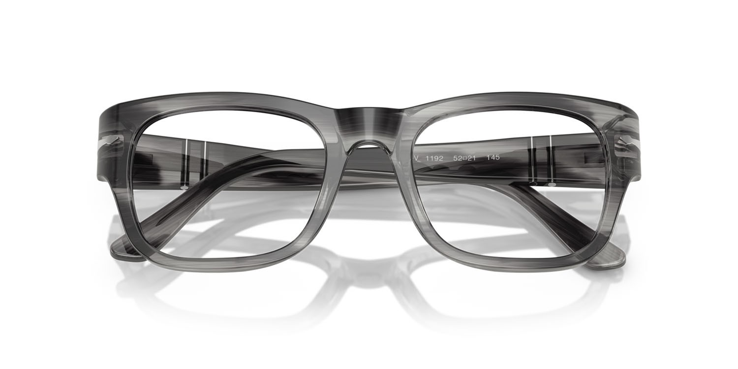 Eyeglasses Persol PO 3297V (1192) color striato grigio shape rectangle lenses lente demo