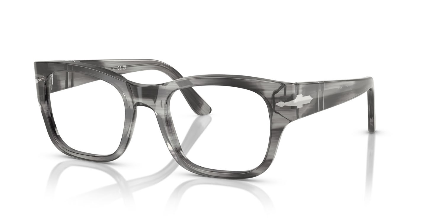 Eyeglasses Persol PO 3297V (1192) color striato grigio shape rectangle lenses lente demo